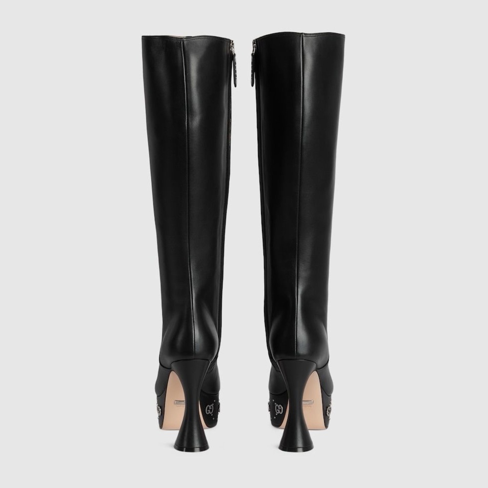Gucci Black Heeled Boots with Sculptural Heel - Picture 3 of 3